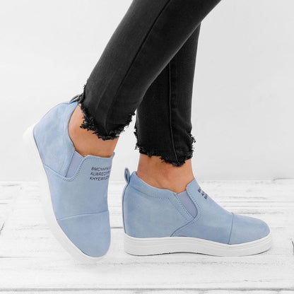 flowersverse Women Faux Suede Wedge heel Sneakers Slip on Breathable Shoes