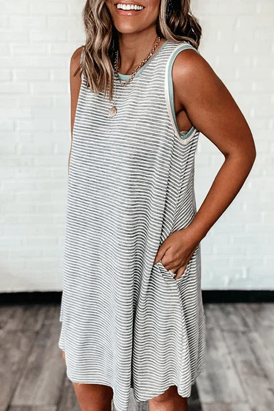 flowersverse Casual Living Striped Basic O Neck A Line Dresses