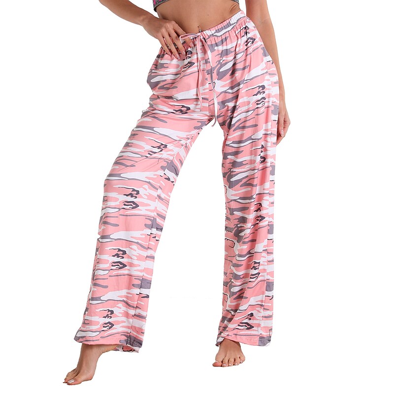 flowersverse Women's Christmas Pjs Women's Plus Size Pajamas Bottom 1 PCS Grid / Plaid Fashion Comfort Sport Home Party Club Bamboo Gift Long Pant Basic Print Pocket Spring Summer Light Pink White