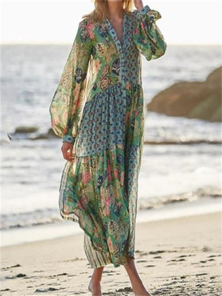 flowersverse Bohemian Long Dress Beach Skirt