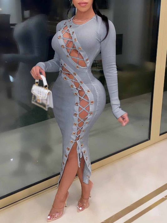 flowersverse SXY Bandage Cut Out Design Bodycon Dress AC2033