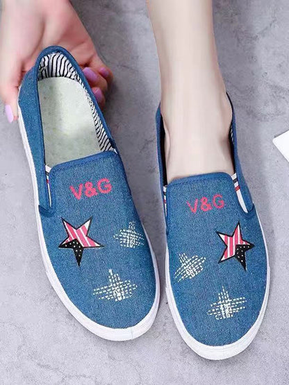 flowersverse American Flag Casual Denim Soft Sole Flats