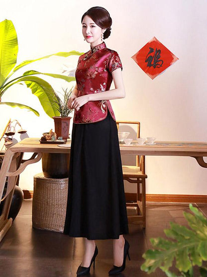 flowersverse Vintage Plum Blossom Cheongsams Tops