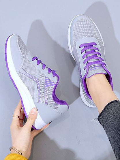 flowersverse Mesh Panel Contrasting Color Breathable Lightweight Sneakers