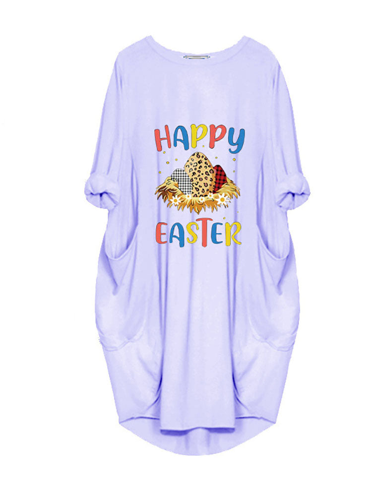 flowersverse Plus Size Easter Long Sleeves Rabbit Midi Dresses