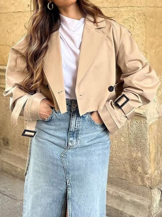 flowersverse Split-Joint Long Sleeves Loose Lapel Jackets