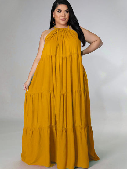 flowersverse Plus Size Sleeveless Ruched Maxi Dresses