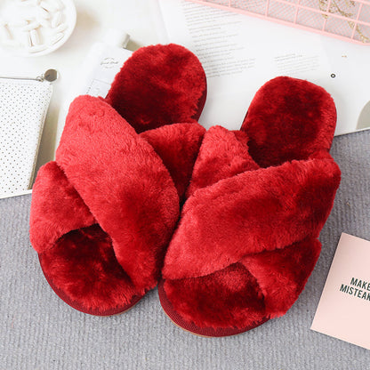 flowersverse Home Sweet Home Faux Fur Slippers