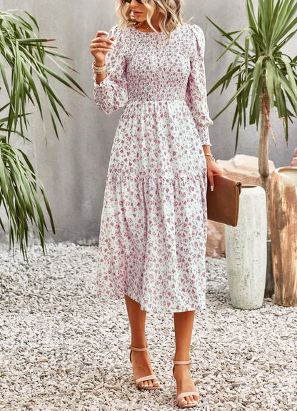 flowersverse TRADING PLACES FLORAL MIDI DRESS - CREAM