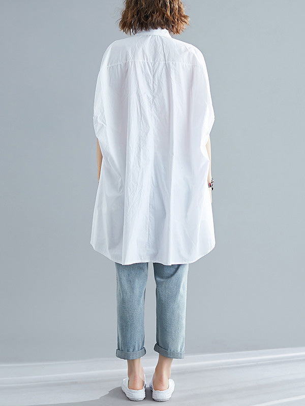 flowersverse Irregular High-Low Oversize Batwing Sleeve Shirt