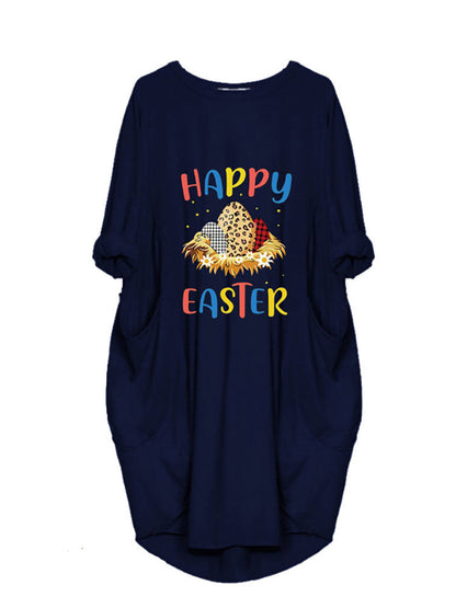 flowersverse Plus Size Easter Long Sleeves Rabbit Midi Dresses