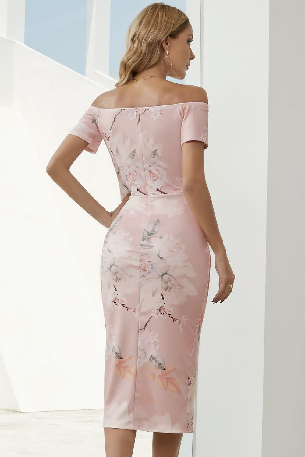 flowersverse Floral Beauty Off-Shoulder Split Printed Midi Dress