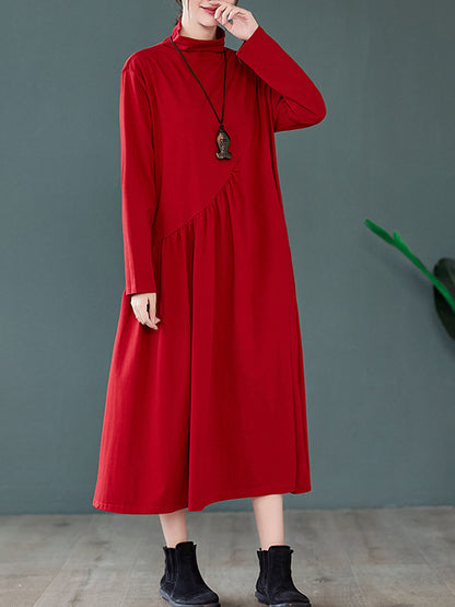 flowersverse Original Solid High-Neck Knitting Dress