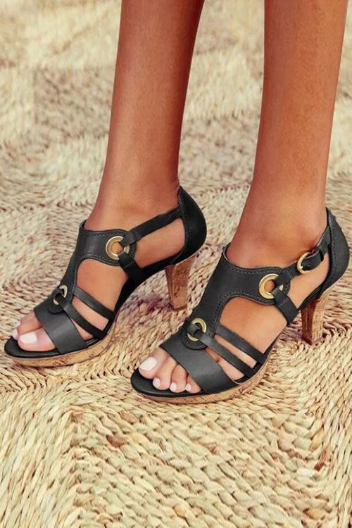 flowersverse Multi Strap Hollow Heels Sandals