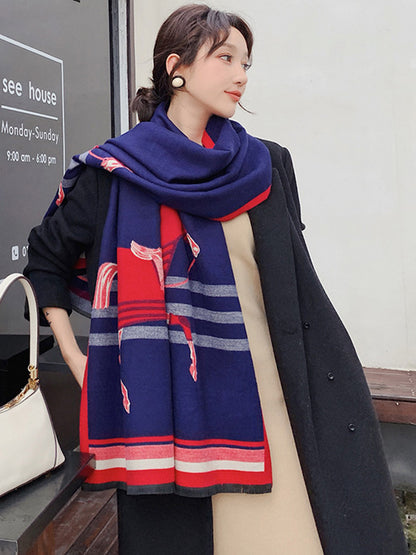 flowersverse Personality Warm Cartoon Print Shawl&Scarf