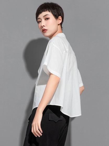 flowersverse Stylish BF Asymmetric Lapel Blouse