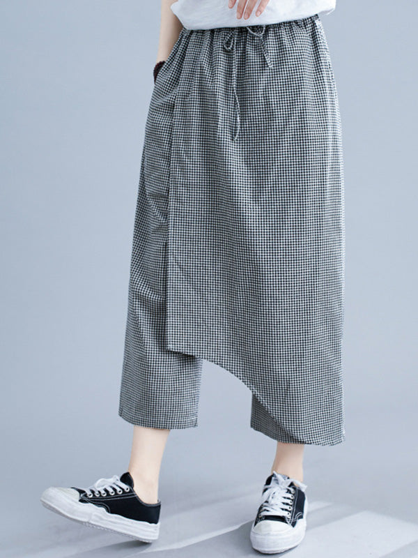 flowersverse Original Plaid Irregularity Column Pants