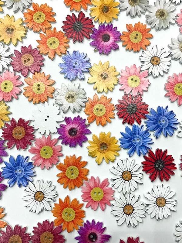 flowersverse Colorful Daisy Pattern Buttons