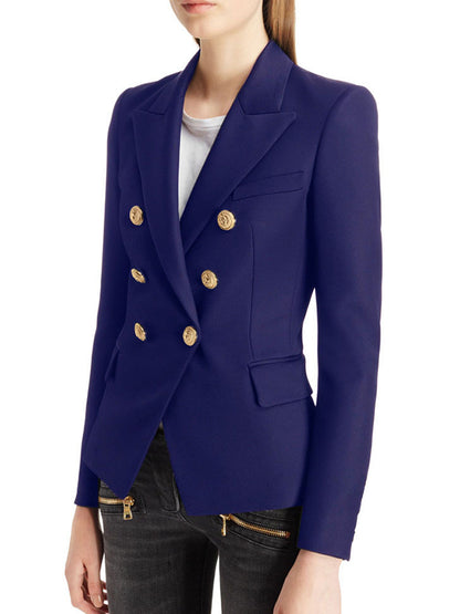 flowersverse Buttoned Long Sleeves Notched Collar Outerwear Blazer