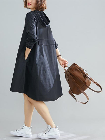 flowersverse Loose Splicing Asymmetrical Hoodie Dress