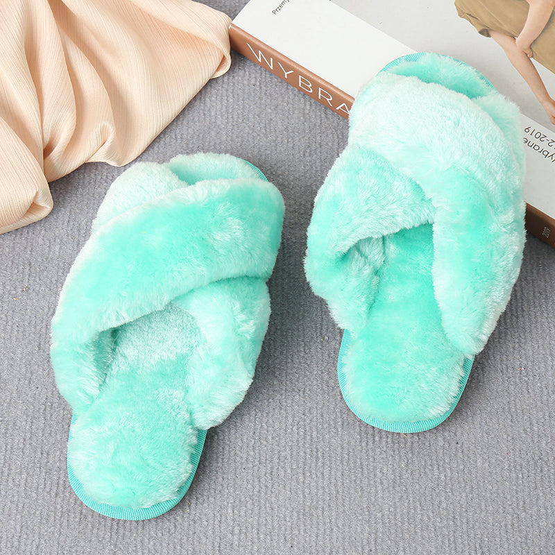 flowersverse Home Sweet Home Faux Fur Slippers