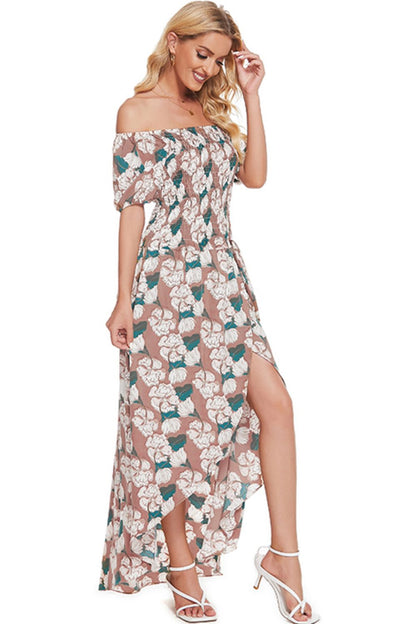 flowersverse Floral Off-Shoulder Slit Maxi Dress