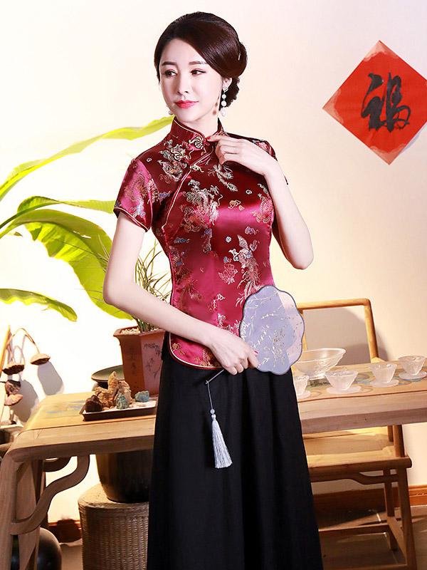 flowersverse Vintage Plum Blossom Cheongsams Tops