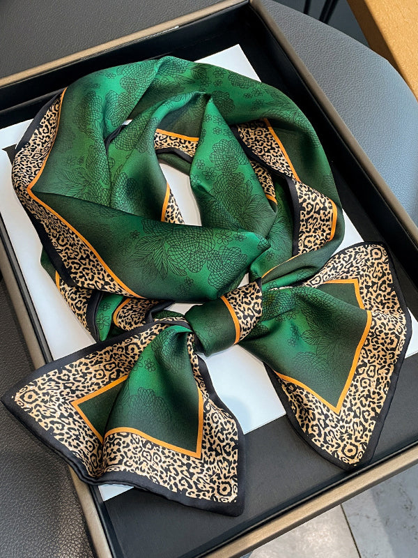 flowersverse Urban Leopard Printed Silk Imitation Scarf