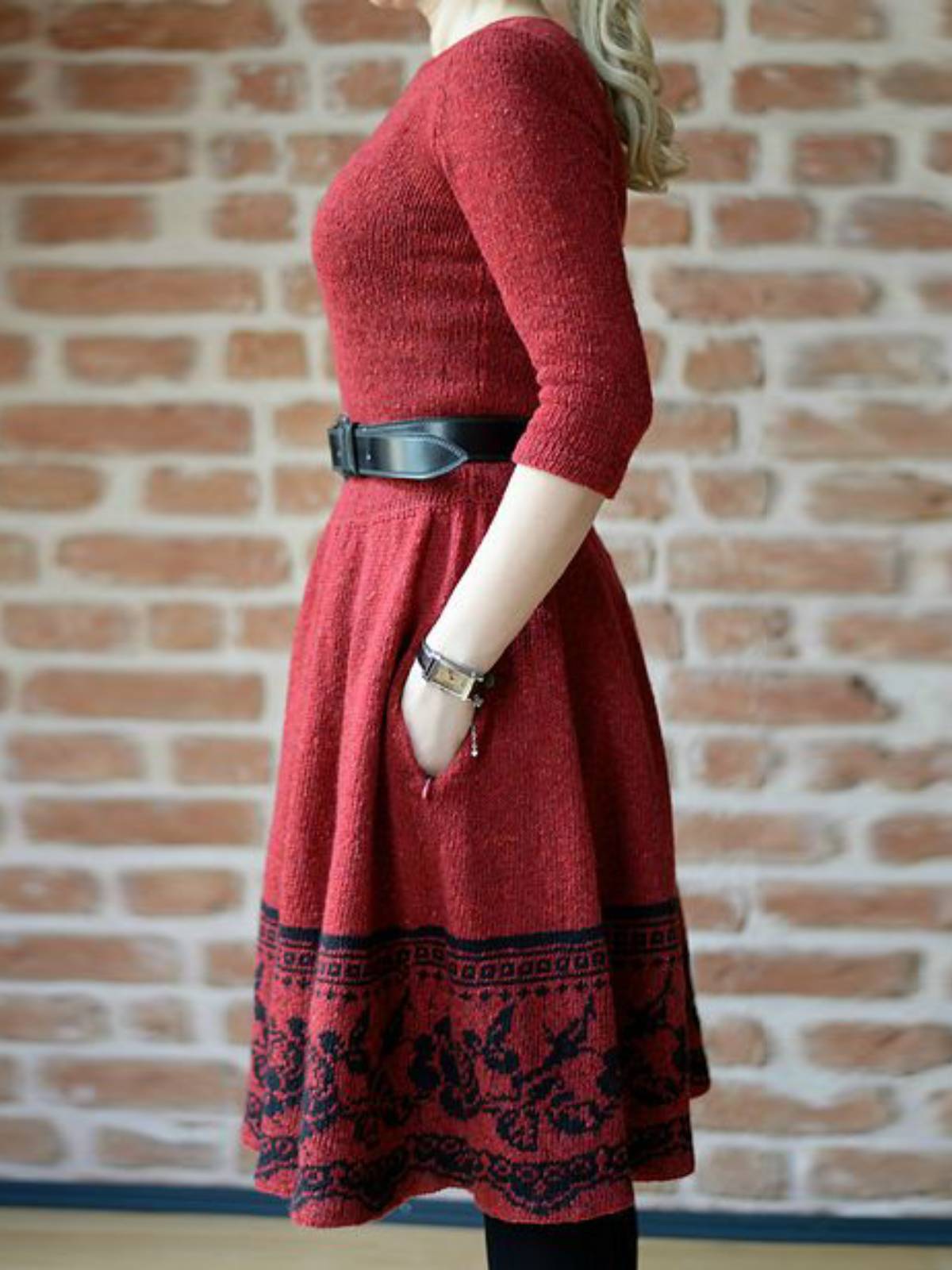 flowersverse Casual Knitted Long Sleeve Plain Fall Dresses