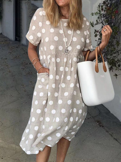 flowersverse Women Polka Dots Pockets Casual Summer Women Dress