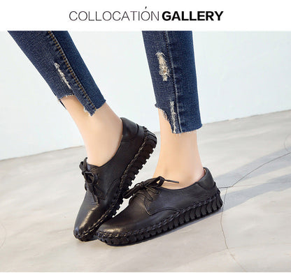 flowersverse Women Genuine Leather Shoes Moccasins Mother Loafers Soft Leisure Flats Female Driving Casual Flat Shoes Size 35-40