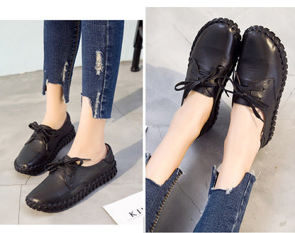 flowersverse Women Genuine Leather Shoes Moccasins Mother Loafers Soft Leisure Flats Female Driving Casual Flat Shoes Size 35-40