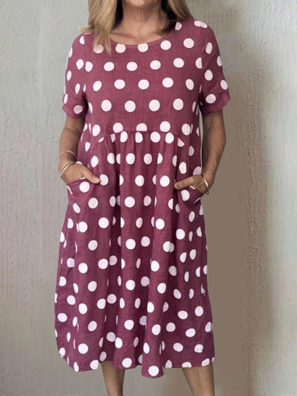 flowersverse Women Polka Dots Pockets Casual Summer Women Dress