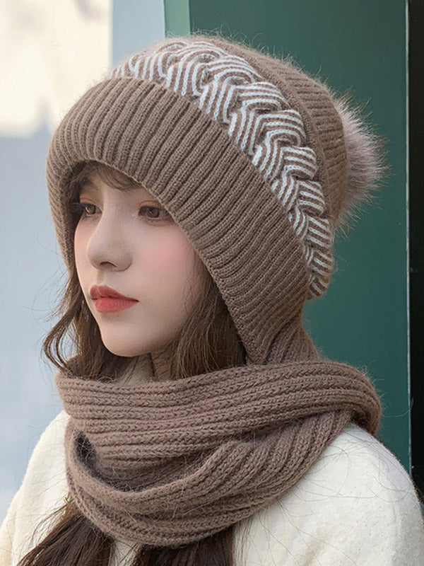 flowersverse Casual Jacquard 7 Colors Scarf&Hat Set