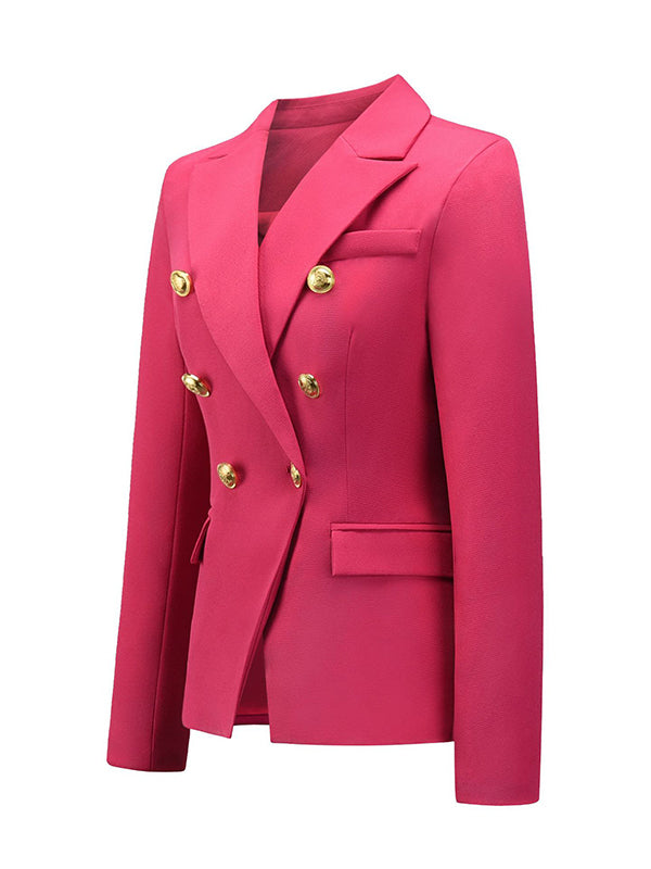 flowersverse Buttoned Long Sleeves Notched Collar Outerwear Blazer