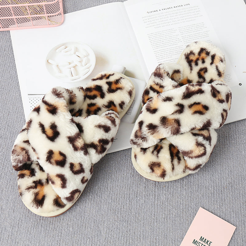 flowersverse Home Sweet Home Faux Fur Slippers