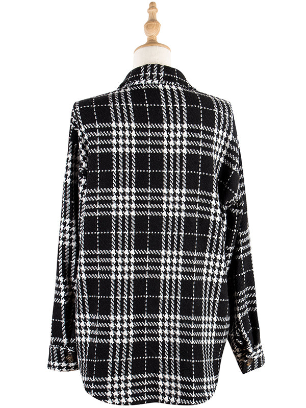 flowersverse Casual Loose Plaid Coat