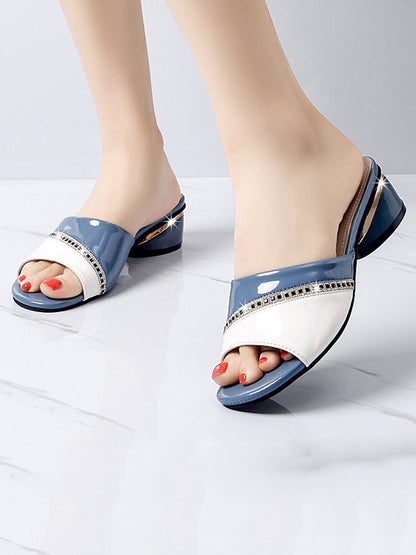 flowersverse Contrast Color Peep Toe Split-Joint Pumps Sandals