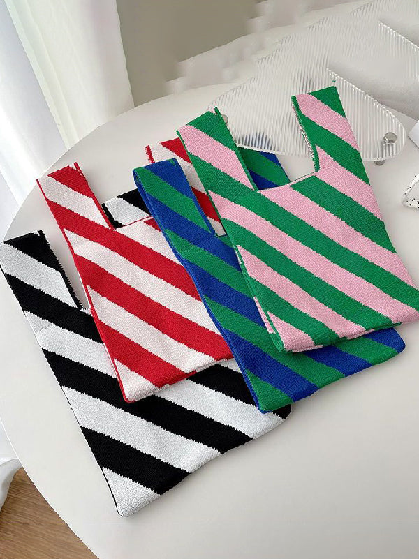 flowersverse Urban Contrast Color Striped Bags Accessories Handbags