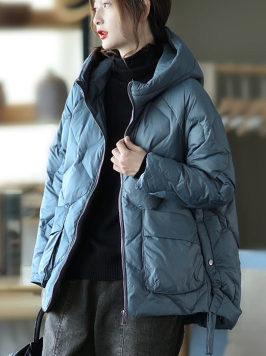 flowersverse Original Solid Hooded Cotton-Padded Coat