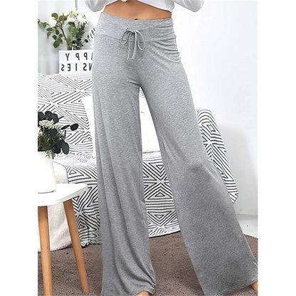 flowersverse Women's Plus Size Loungewear Pants Nighty 1 PCS Pure Color Fashion Simple Comfort Home Daily Vacation Cotton Breathable Long Pant Elastic Waist Basic Spring Summer Black Wine