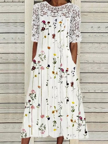 flowersverse A-Line Casual Dresses White Dresses