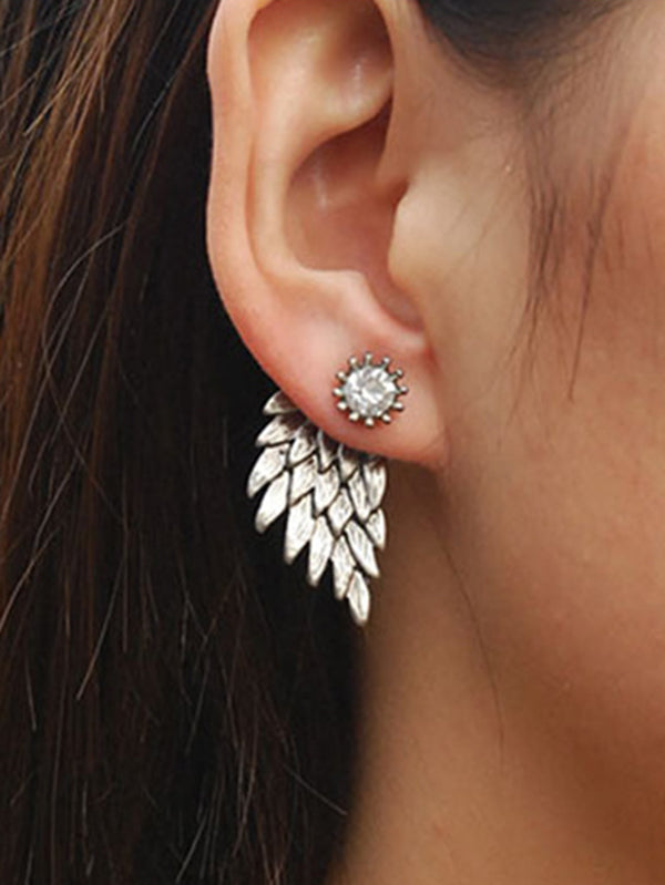 flowersverse Original Rhinestone Wings Shape Earrings