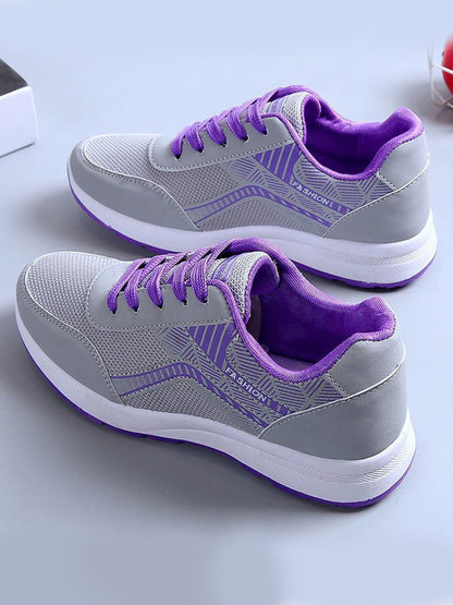 flowersverse Mesh Panel Contrasting Color Breathable Lightweight Sneakers