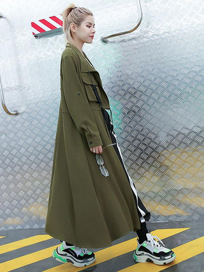 flowersverse Light Loose Solid Trench Coat