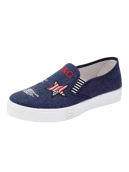 flowersverse American Flag Casual Denim Soft Sole Flats