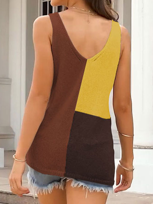 flowersverse Multi-Colored Sleeveless V-neck Vest Top