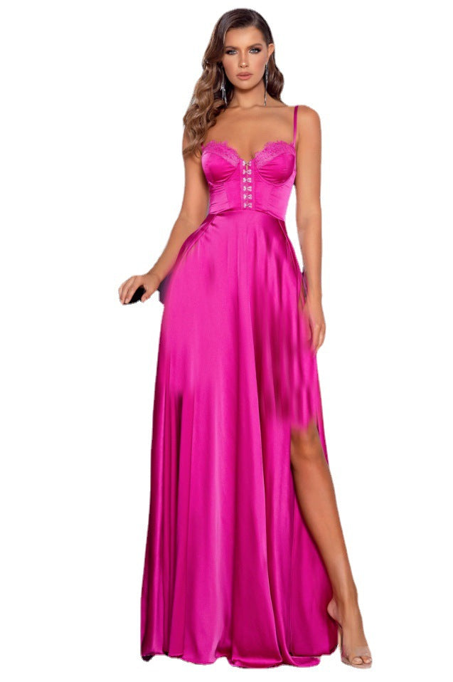 flowersverse Women's Sexy Sling Evening Gown Cotton Banquet Bridesmaid Dress