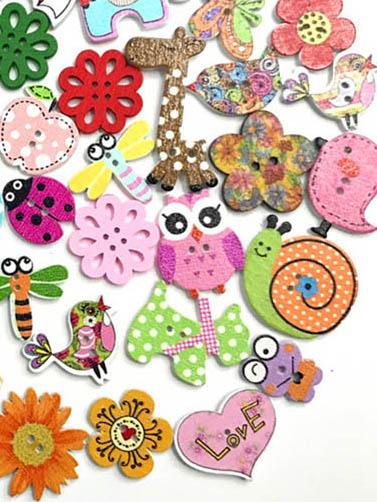 flowersverse Colorful Cartoon Animal Pattern Buttons