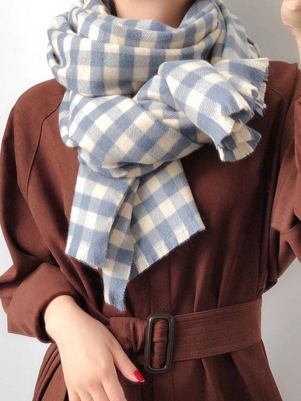 flowersverse 4 Colors Plaid Girlish Sweetness Scarf&Shawl